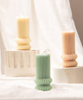 Geometrical Ribbed Pillar Candle Exyst