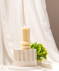 Geometrical Ribbed Pillar Candle Exyst