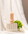 Geometrical Ribbed Pillar Candle Exyst
