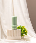 Geometrical Ribbed Pillar Candle Exyst